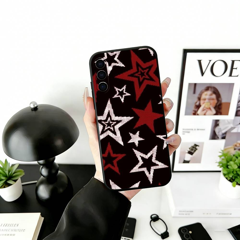Y-y2K Star Aesthetic Phone Case Black Silicone Soft For Samsung Galaxy A73,A72,A71,A70,A53,A52,A51