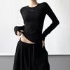 Women's Grey Round Neck Slim Fit Long T-Shirt - 2025 Autumn/Winter Collection