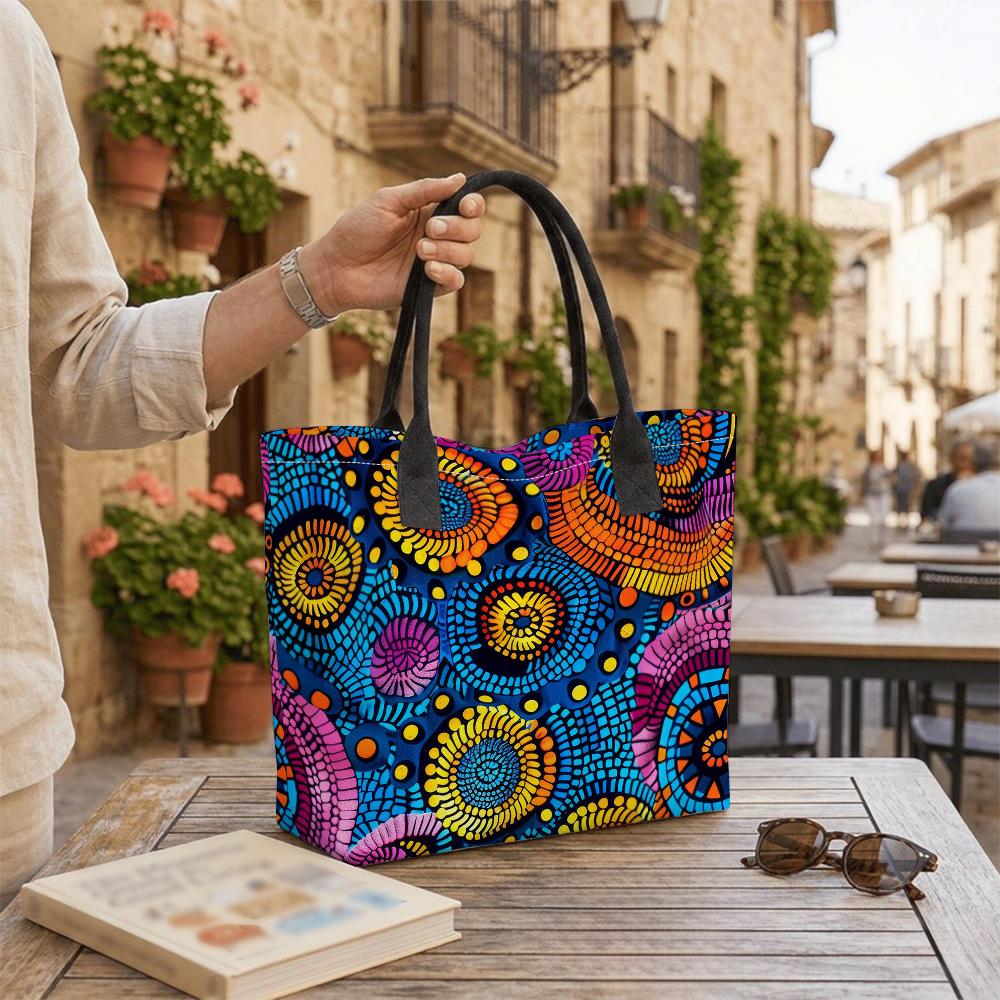 Colorful Pattern Tote Bag Large Capacity Shoulder Bag for Daily Use Travel Shopping Handbag