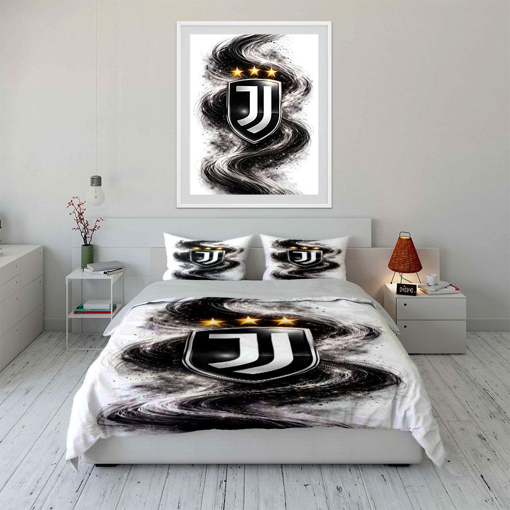 Juventus-Logo, wirbelnde Muster. Bettwäsche-Sets Bettbezug-Sets Bettbezüge Kissenbezüge(1 * Bettbezug 2 * Kissenbezüge, ohne Bettdecke)