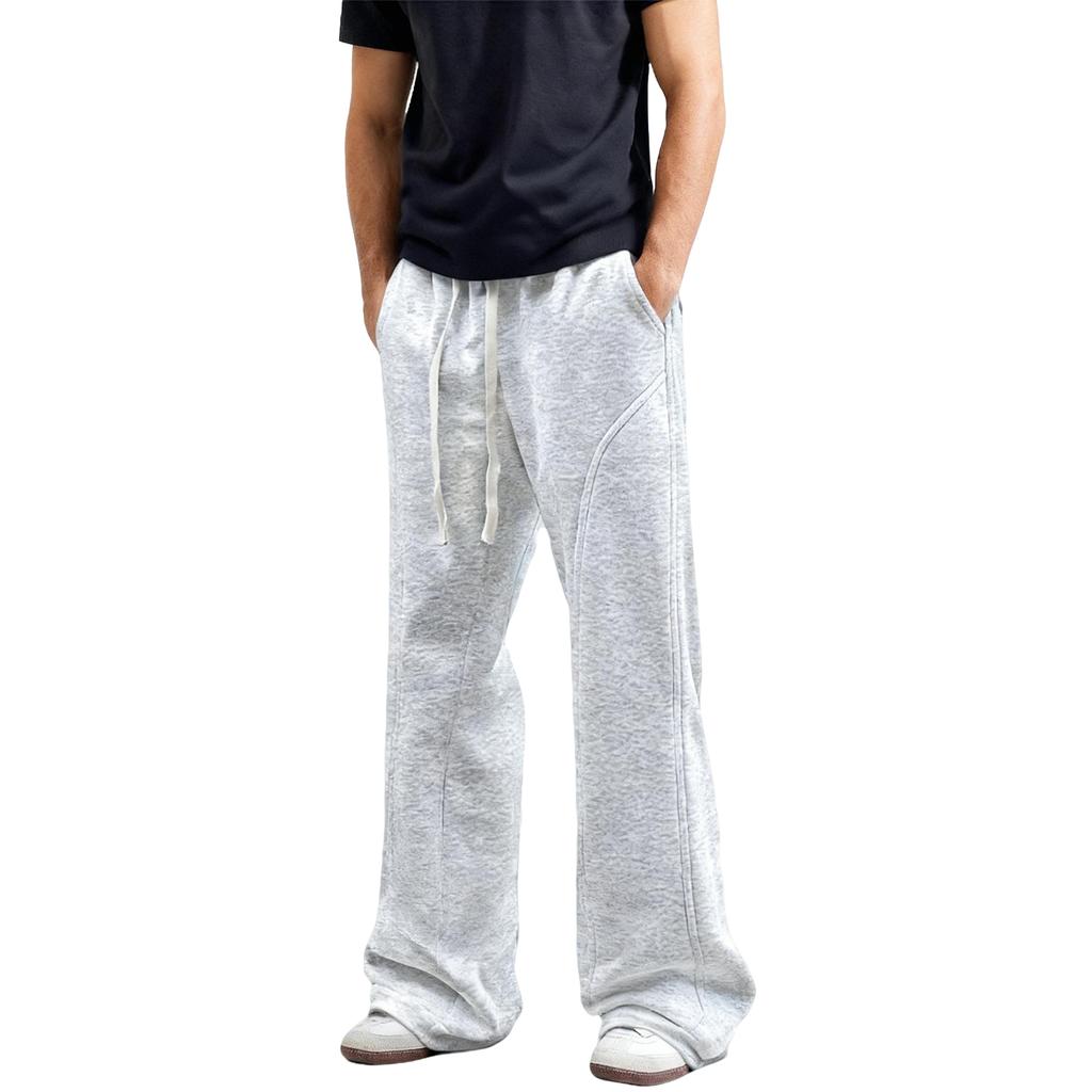 Men's Drawstring Waist Straight Wide Leg Baggy Pants Workout Athletic Sweatpants With Pocket