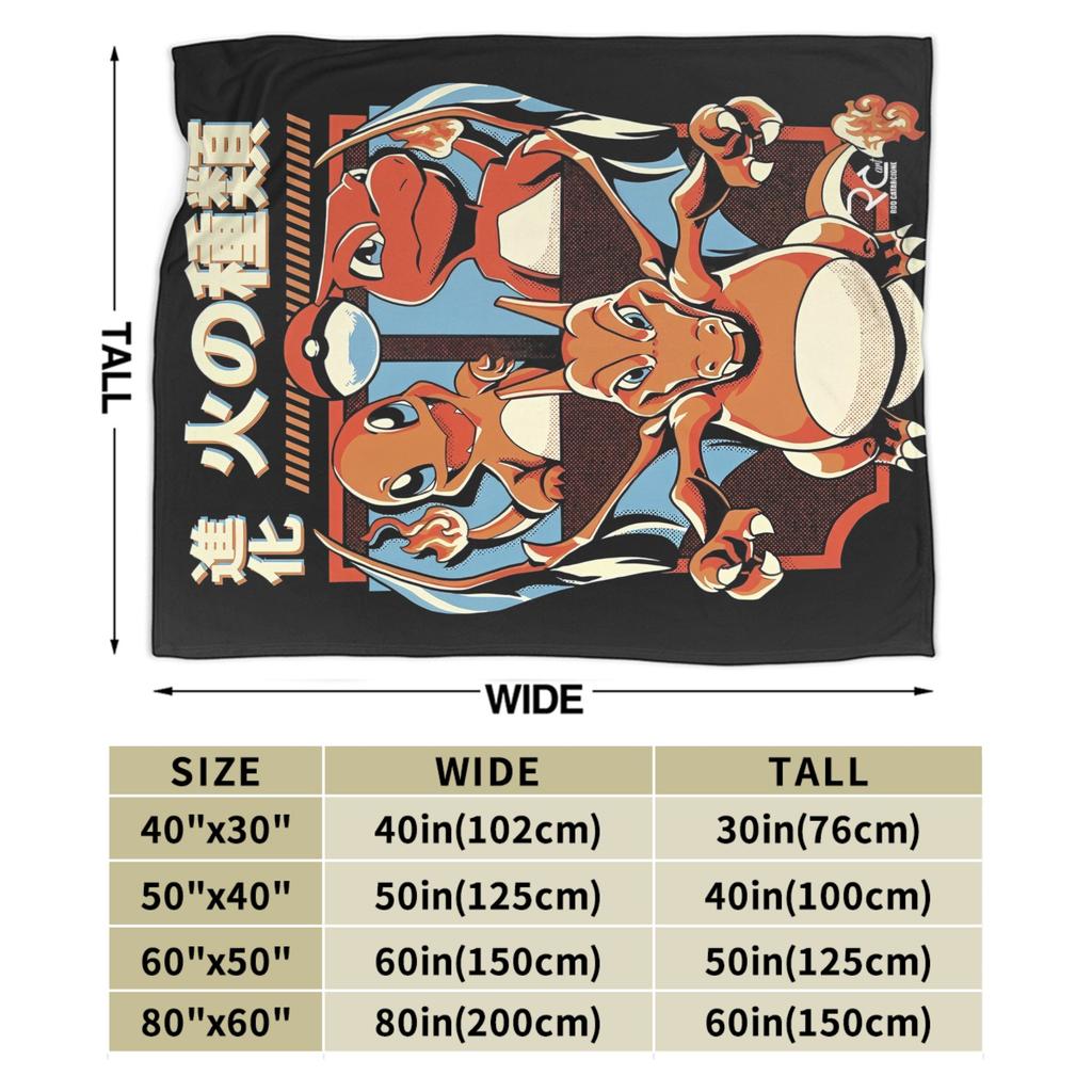 Pokemoned Coral Fleece Plush Throw Blankets Charmander Charmeleon Charizard Blanket for Bedding Couch Warm Plush Thin Quilt,