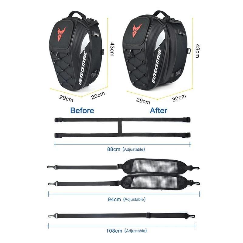 Multi-functional Motorcycle Tail Saddle Tank Bag Waterproof Motorcycle Rear Seat Helmet Bag High Capacity Rider Travel Backpack