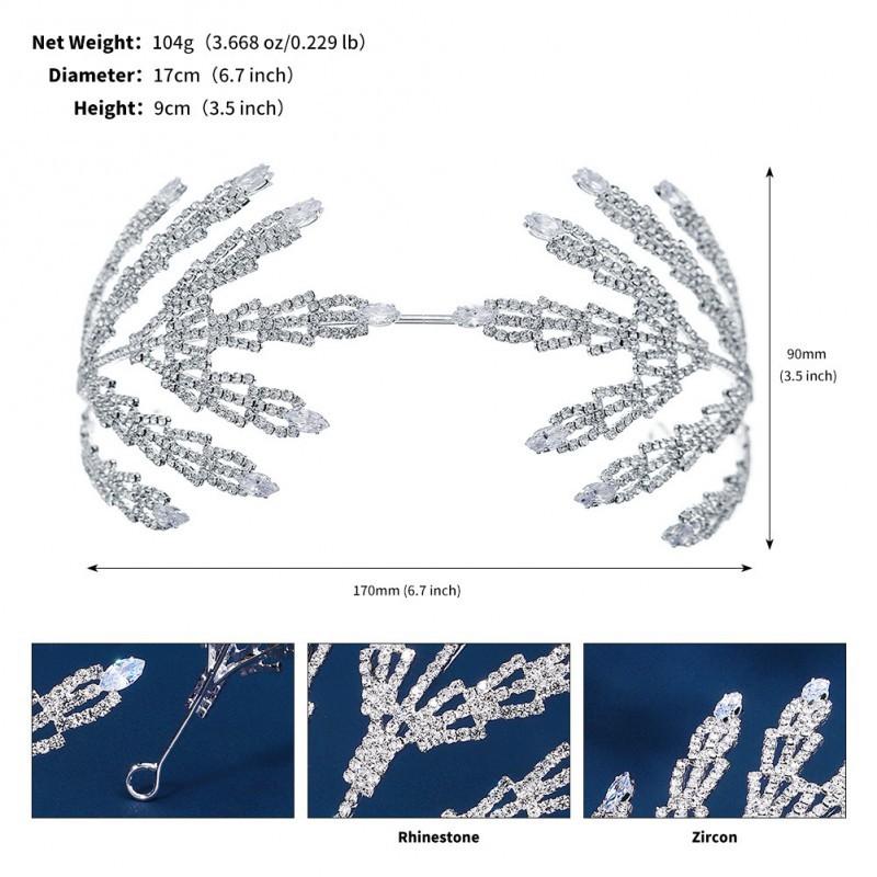 Hair Accessories Luxury Rhinestones Bride Grotto Wedding Banquet Headwear Crystal Zircon Leaf Headband