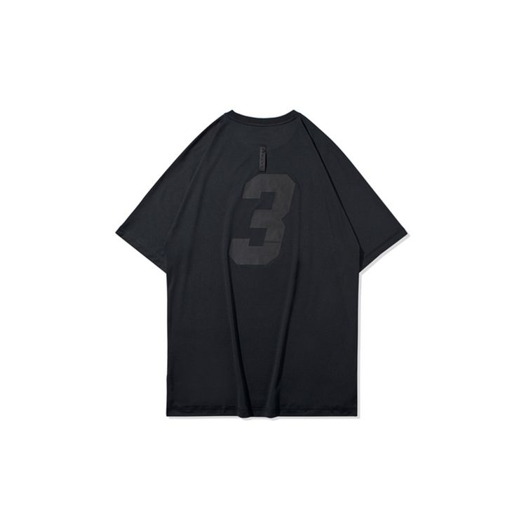 Li-Ning Wade Series Alphabet Print Crew Neck Short Sleeve T-Shirt Men Tops Black ATSQ089-1
