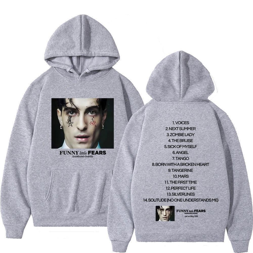 FUNNY Little FEARS Album 2025 Damiano David Hanorac Imprimat pe Ambele Părți Modă Bărbați Pulover Oversized Fleece Casual
