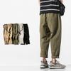 Pantalons d'été décontractés en coton avec ceinture pour homme coupe droite amples longueur cheville pantalons cargo jambe large pantalons de survêtement streetwear masculin