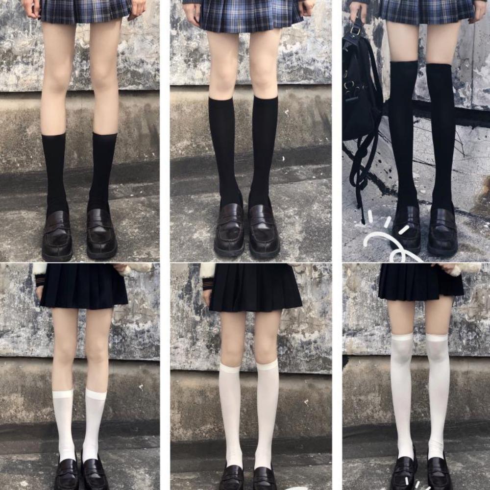 

Velvet Calf Socks Women s Thin Leg Socks Jk Socks Black Japanese Medium and High Knee Socks Tube Socks Short socks чёрный
