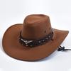Cappello da Cowboy Vintage a Tesa Larga Uomo Donna Testa di Toro Metallica Fascia in Pelle Borchie Stile Punk Gotico Cappello per Cosplay Festa Cappello in Feltro per Esterno