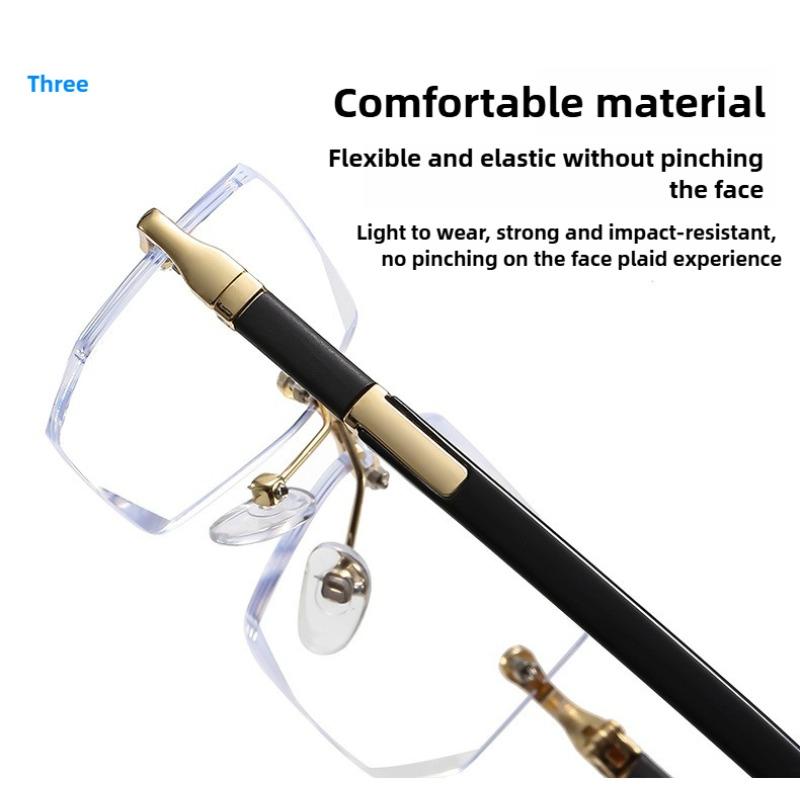 Unisex Eyeglasses Rimless Square Finished Reading Glasses Women Men Business Style Frameless Far Sight Eyewear +1.0 To +4.0