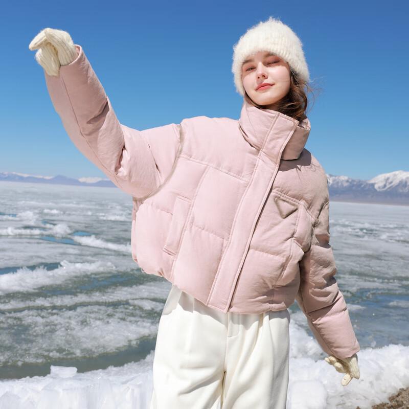 

Sancai Women s Stand Collar 90% White Duck Down Short Puffer L