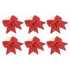 6pcs Glitter Bow Ornaments Multifuntional Party Accessories Xmas Decorative Glitter Ties for