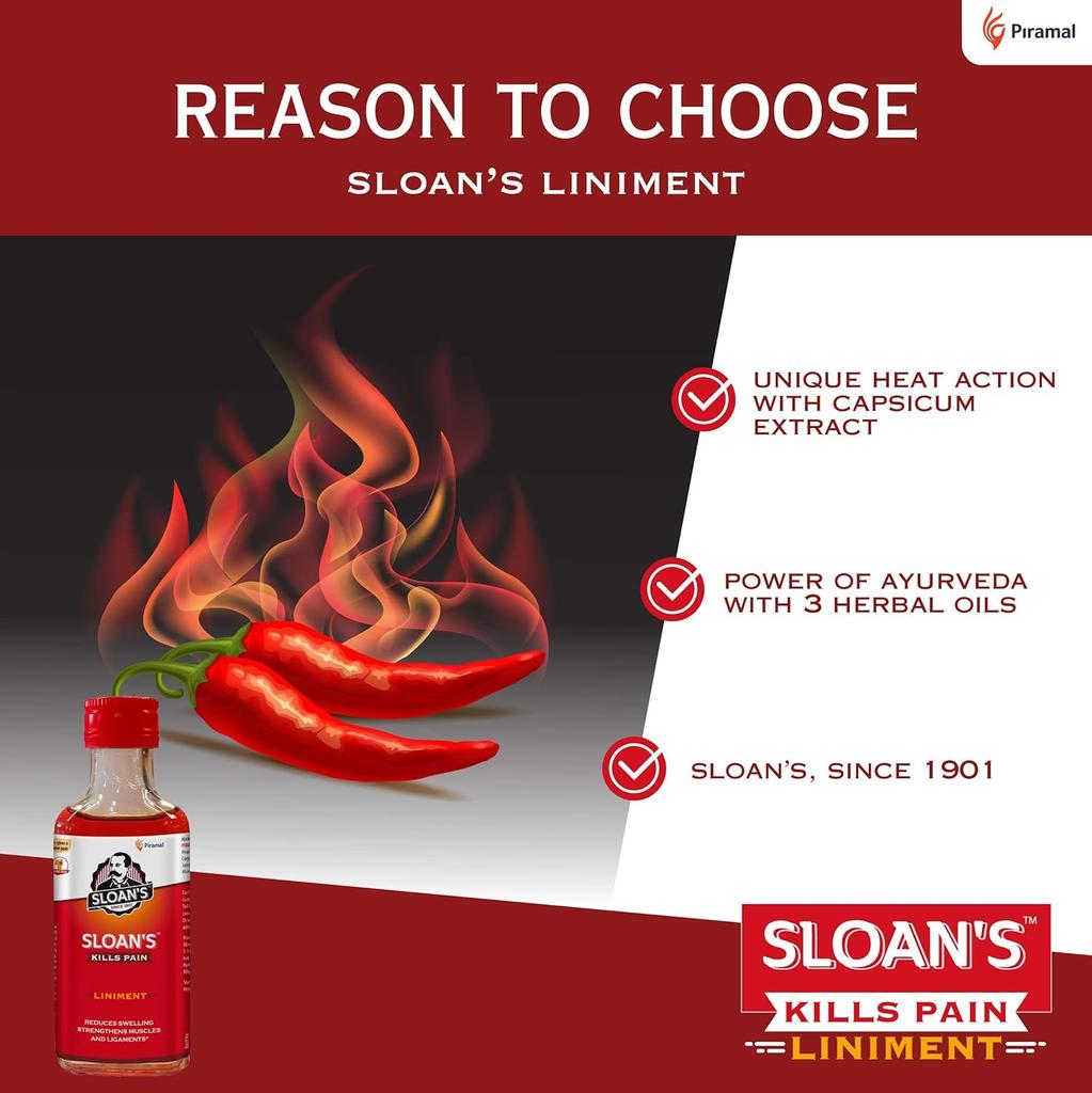 Sloan's Liniment Oil 71 ml Pack Of 3 | Ayurvedic Pain Relief For Muscles Joints Sprains Back Shoulder | Heat Action Formula Since 1901