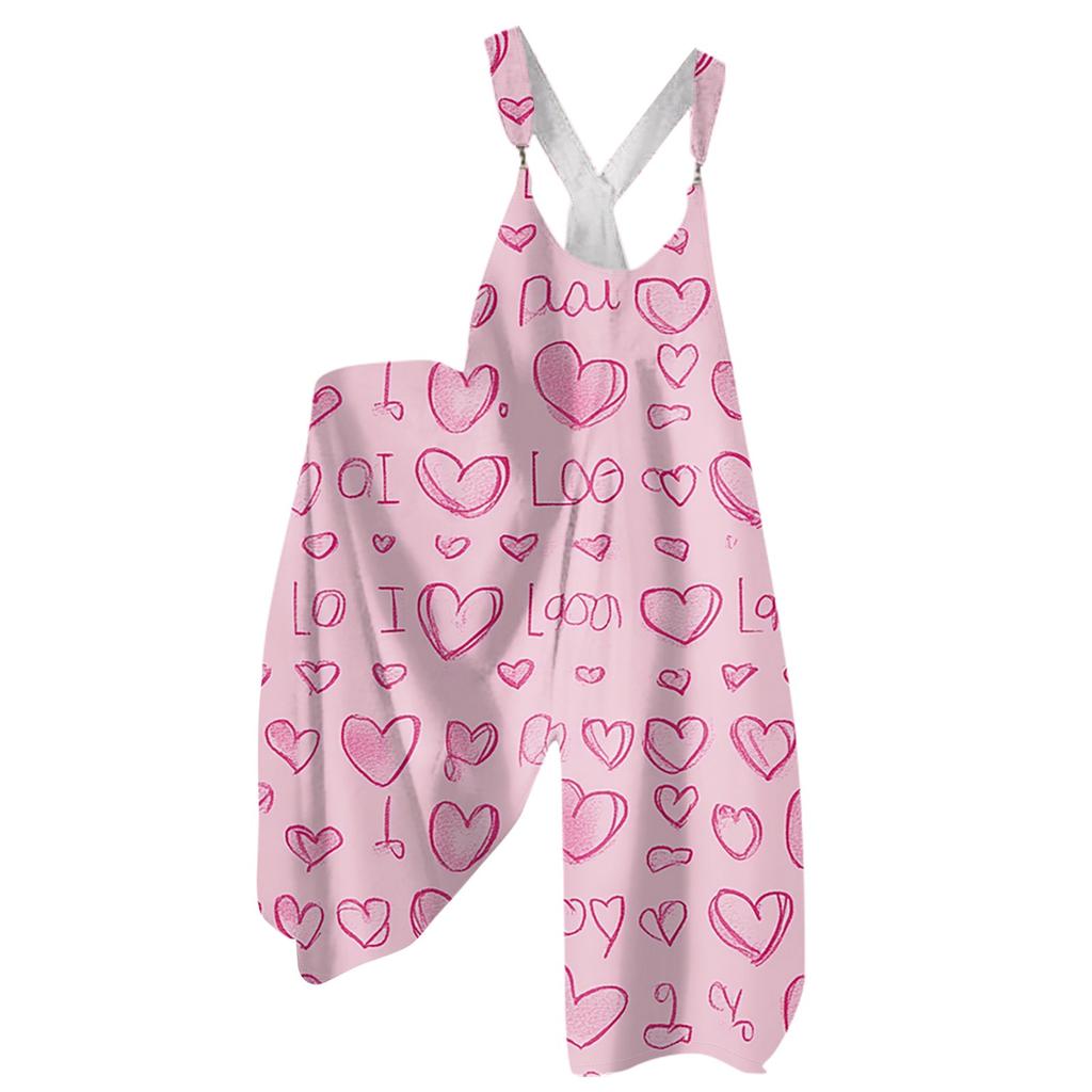 Moda Damska ul. Patrick Print Casual Luźny Kombinezon z Szerokimi Nogawkami