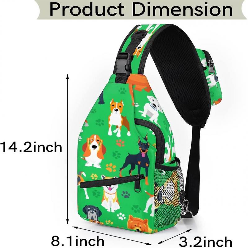 AU427 Dog Sling Backpack Men Women Dog Cute Paw Print Crossbody Shoulder Chest Bag for Travel Hiking Casual Daypack Back Pack