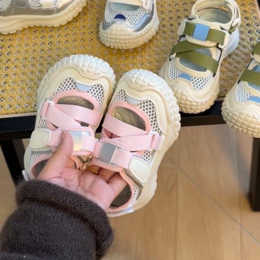 

Girls sandals summer 2025 popular girls sports summer bag head shoes children can go into the water hole shoes baby 37 рожевий