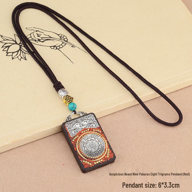 Ebony Tangka Necklace with Ethnic Na Fu Pendant - Buddha Amulet for Men & Women