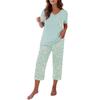Women's Casual Printed Short Sleeve Loose Fit T-Shirt and Capri Pants Lounge Set Soft Comfortable Fabric Relaxed Home Wear