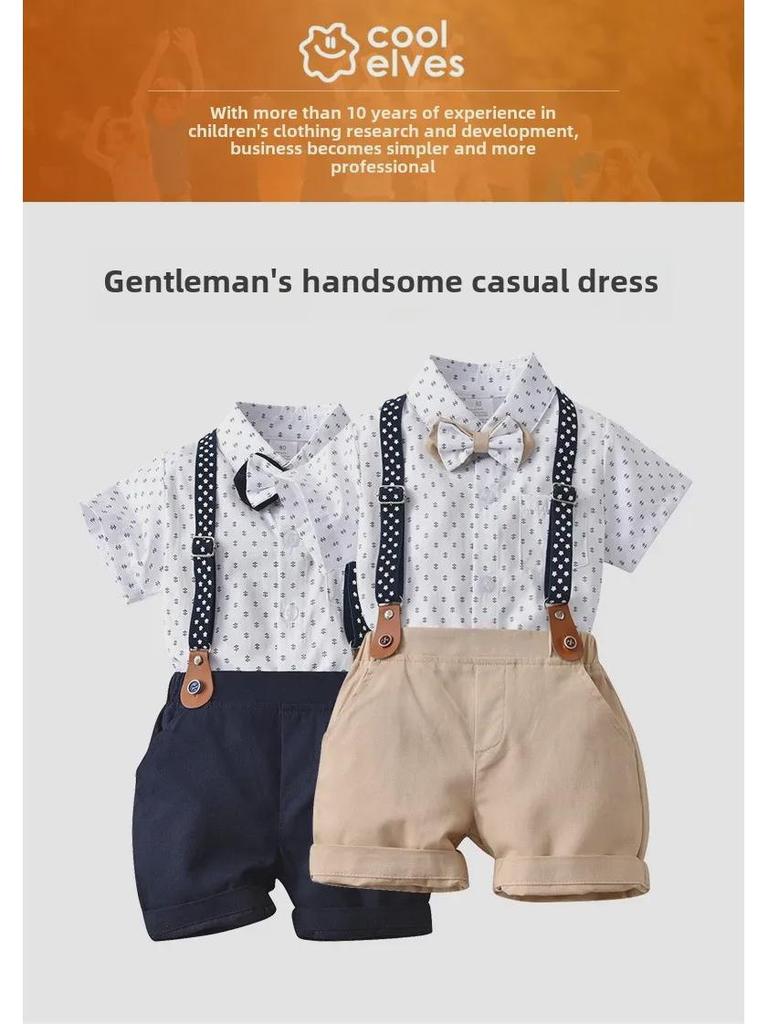 British Baby 1-Year-Old Summer Boy's Thin Shorts and T-Shirt Set