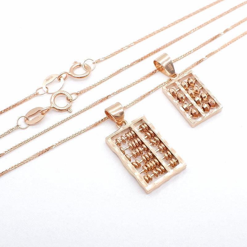 Purple Gold Abacus Pendant Necklace Rose Gold Plated Trend Temperament Colored Gold Necklace Women