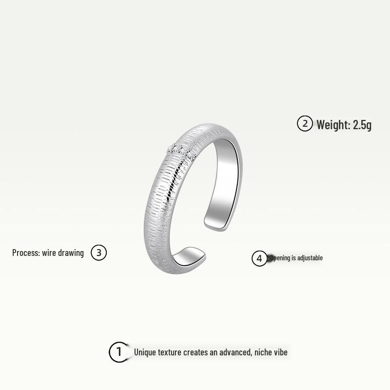 Versatile Vintage-Style Zircon Ring for Women - Elegant Stackable Starburst Retro Brushed Index Finger Ring