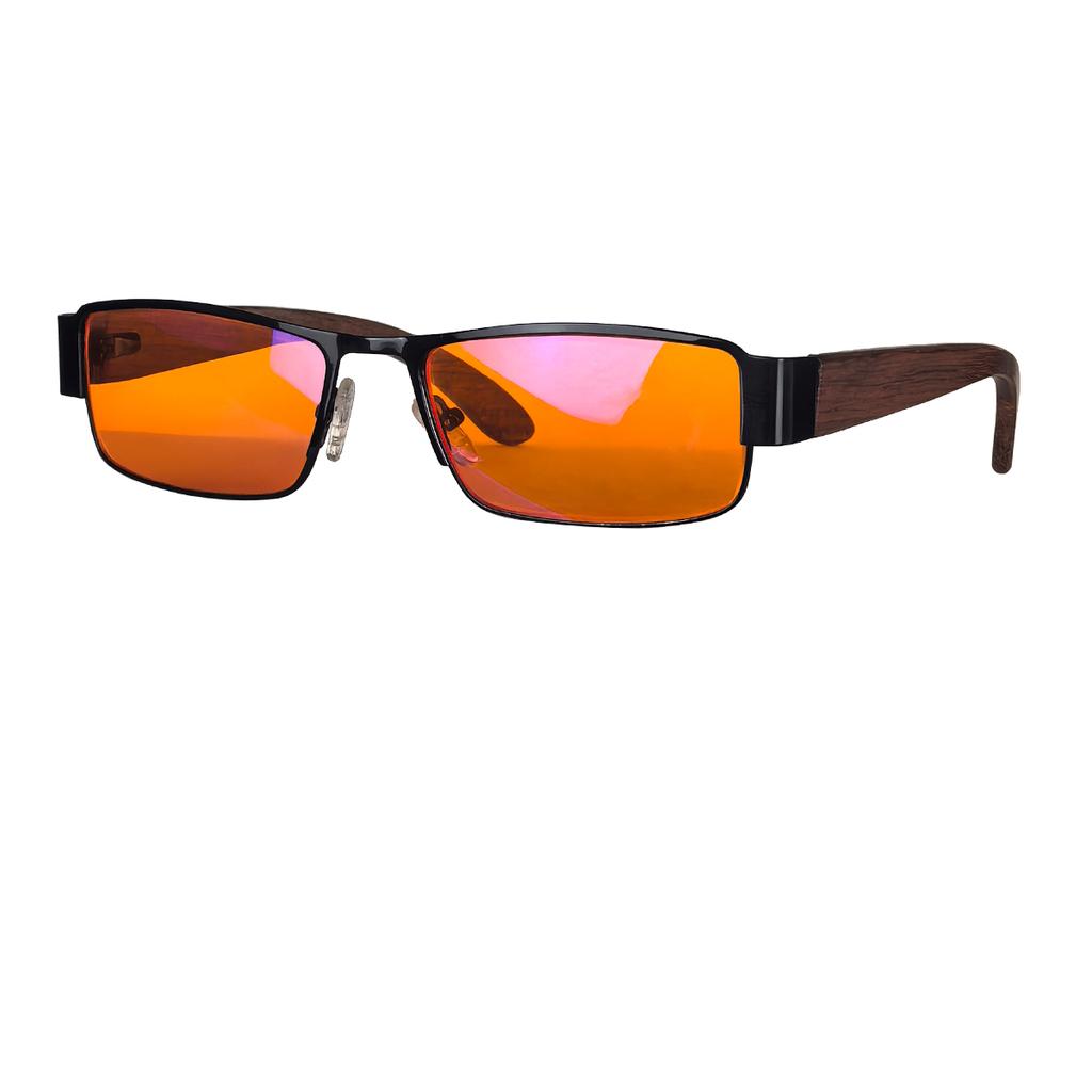 SHINU anti blue light lenses yellow driving glasses sleep glasses red lens orange gamging lens with wood leg frame