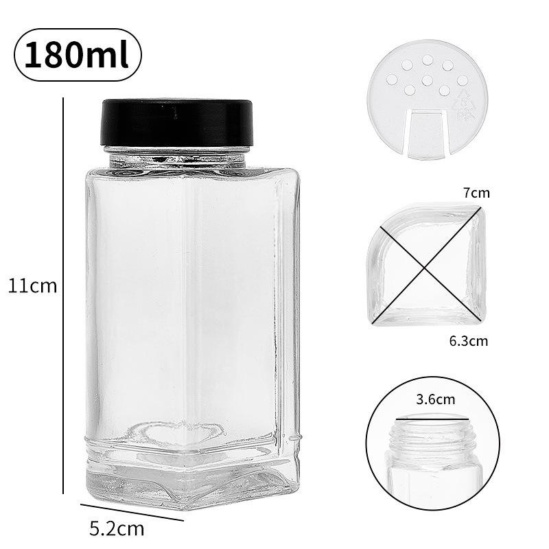 Acacia Wood Glass Seasoning Bottle Set - Pepper, Salt, Spices - 4-Piece Square Sprinkler Jars