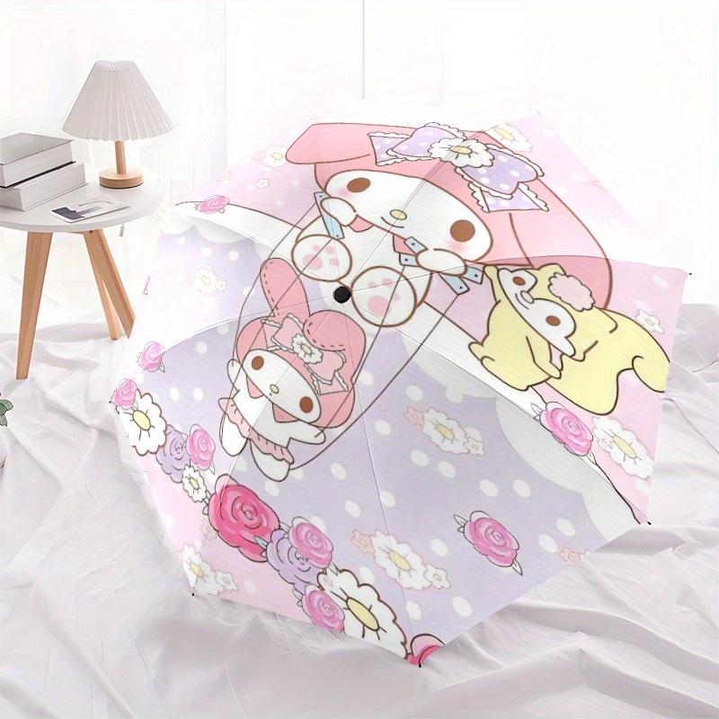 Squirrel and My Melody Cartoon Umbrella, Portable 3-Fold Compact Umbrella, Suitable for Camping, Hiking and Travel, Ideal Easter Birthday Gift for Fam