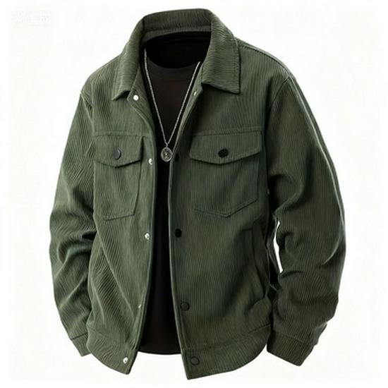 Men's Trendy Corduroy Single-breasted Long Sleeve Pocket Jacket