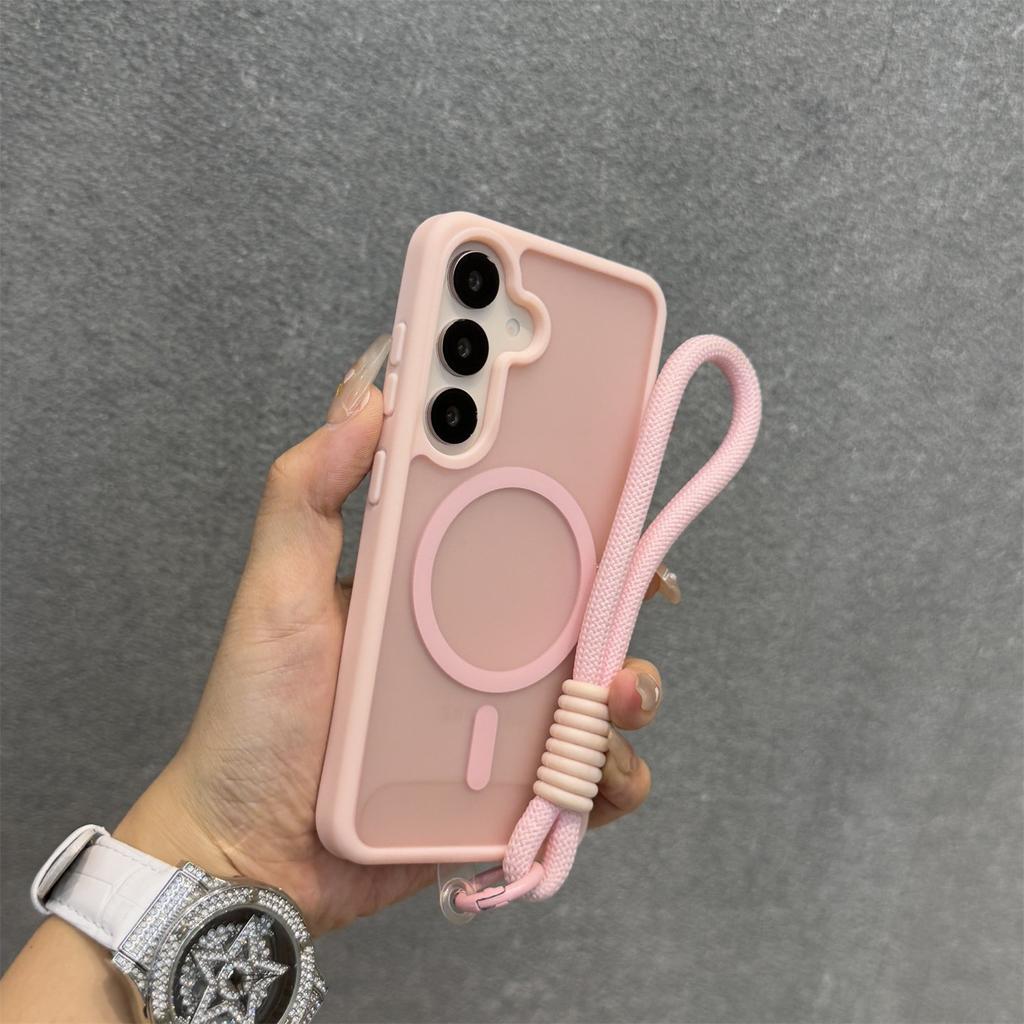 Matte Magnetic Hand Wrist Strap Case for Samsung Galaxy S26 S25 Ultra S24 Plus S23 FE A56 A55 A16 A54 A35 A15 Lanyard Slim Cover