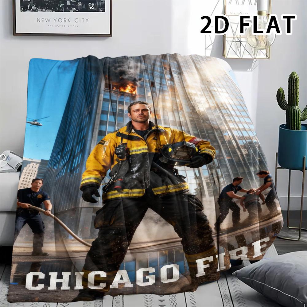1 Pezzo Coperta in Flanella con Stampa Chicago Fire, Alta Qualità Confortevole per Tutte le Stagioni, Decorazione per la Casa, Calore e Comfort, Perfetta per Regali di Natale