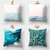 Sea Waves Beach Pillowcase Office Cushion Creative Home Car Lumbar Cushion Cover Sea View Pillow Cover Pillow Case 45X45Cm Seat