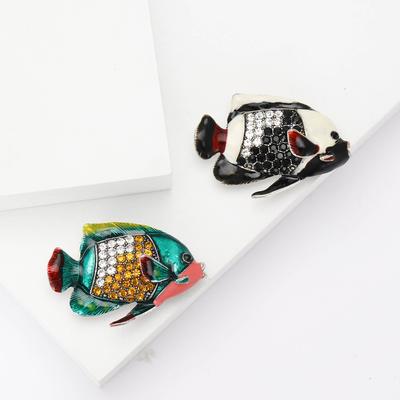 Alloy Rhinestone Ocean Fish Brooch High-End Cute Women'S Suit Shirt Corsage Jewelry Pin