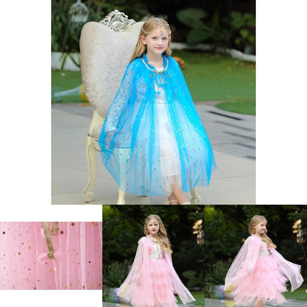 Magischer Elsa Kostumumhang aus weichem Polyester für Prinzessinnen-Verkleidungsspaß