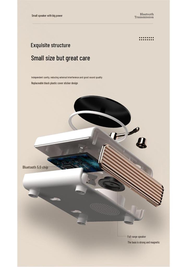 Retro Portable Bluetooth Desktop Speaker - Compact Outdoor Audio Gift