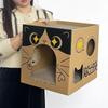 Durable Cardboard Cat House with Scratching Board - Wear-Resistant and Shed-Free