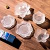 No-brand Product Lotus Flower Frosted Glass Incense Burner Multi-Hole Holder for Stick Cone and Spiral Ash Catcher Altars