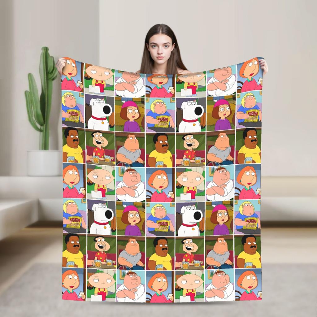 Families Cartoon Peter Griffin Guys Flannel Throw Fashion Blanket Funny TV for Bed Knitted Fashion Blanket Car Super Soft Multifunction