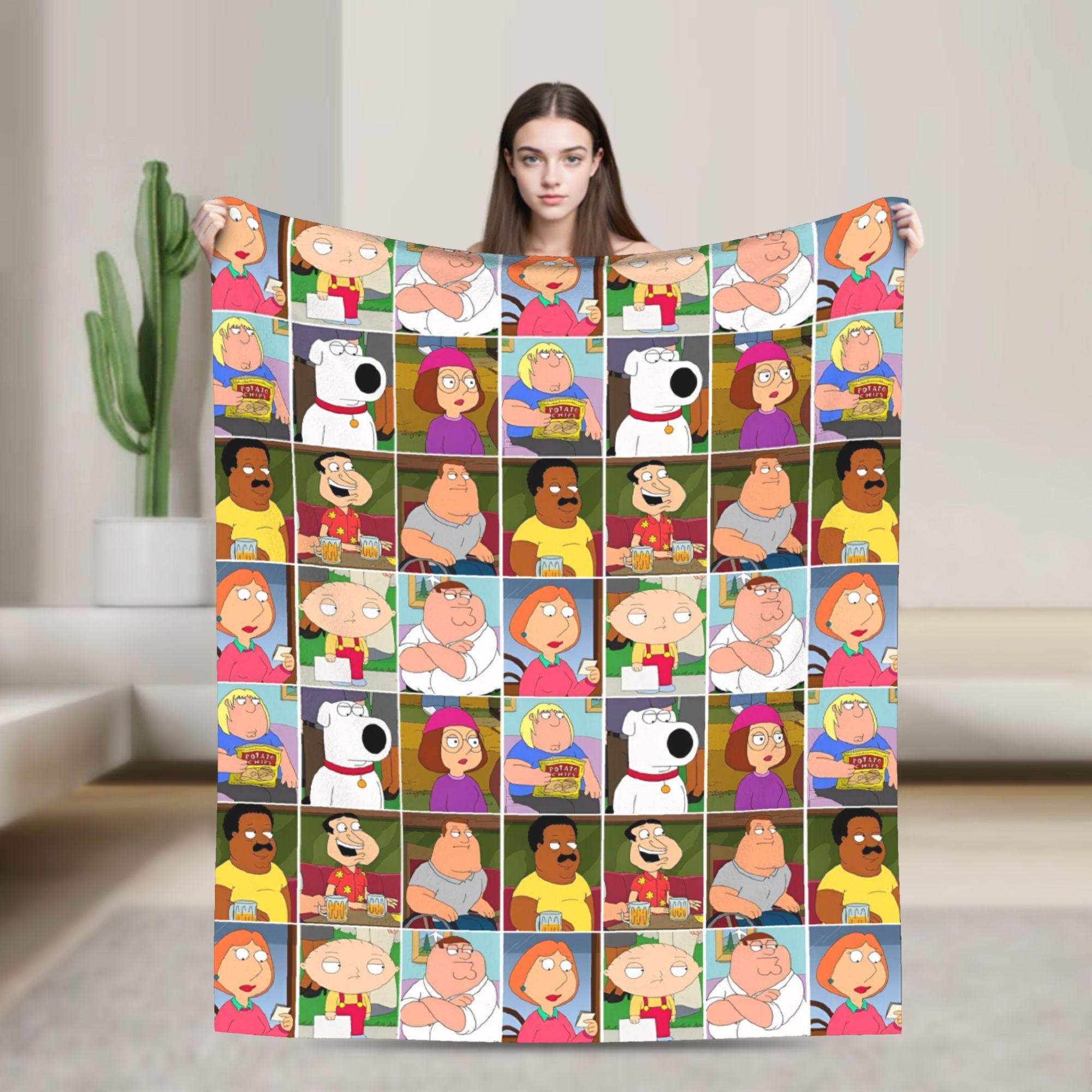 

Families Cartoon Peter Griffin Guys Flannel Throw Blanket Funny TV for Bed Knitted Blanket Car Super Soft Multifunction 80x60in