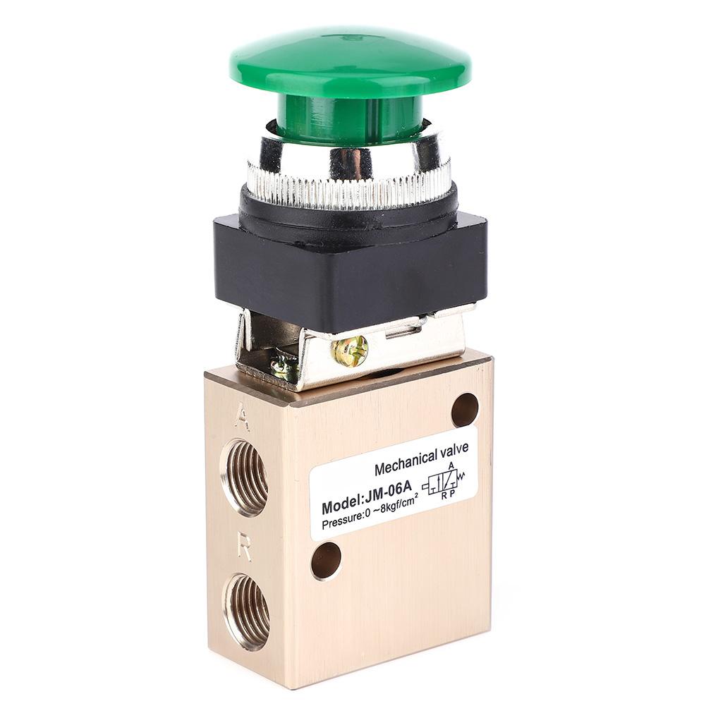 JM 06A Pneumatisches mechanisches Ventil 2 Positionen 3 Wege Federrückstellung Druckknopf PT1 4in Ventil
