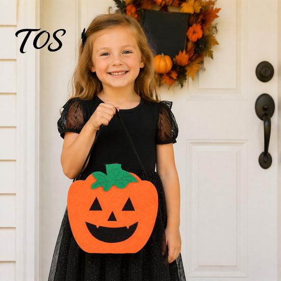Halloween Candy Bags for Kids Felt Bag, Pumpkin Ghost Skull Cat Owl Tote Decorative Holiday Sacks Kids, Non Woven Trick or Treat Handbag, Party Favor