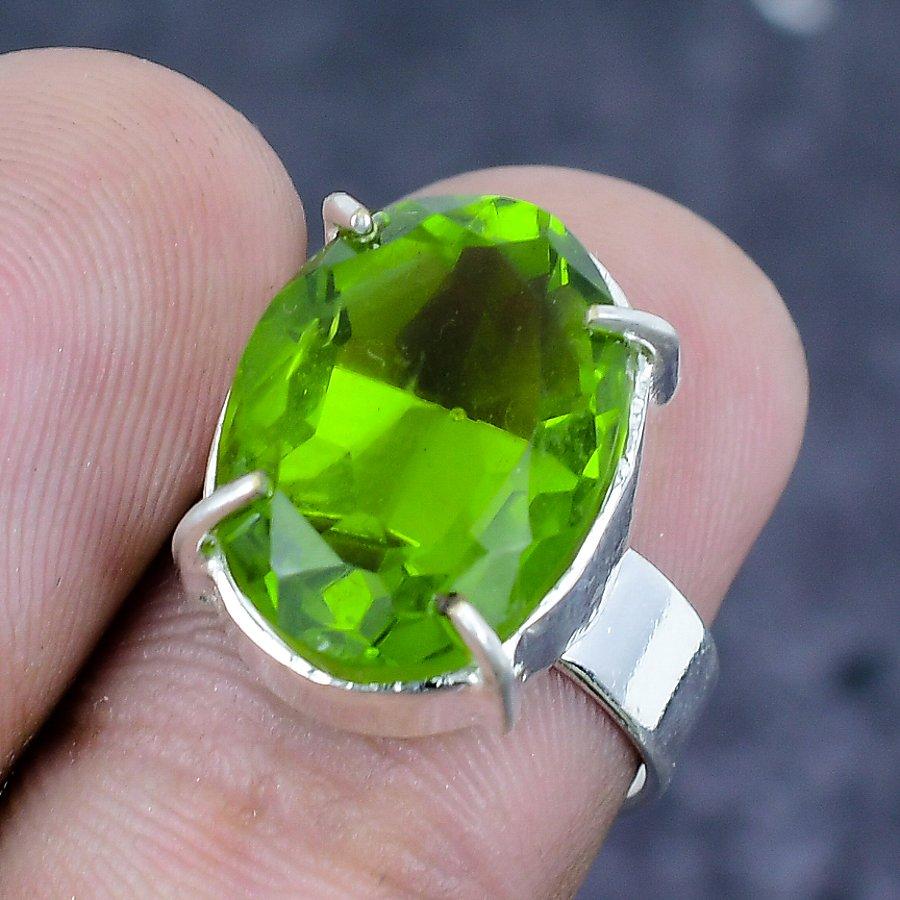 Peridot Gemstone 925 Sterling Silver Jewelry Ring Size 6