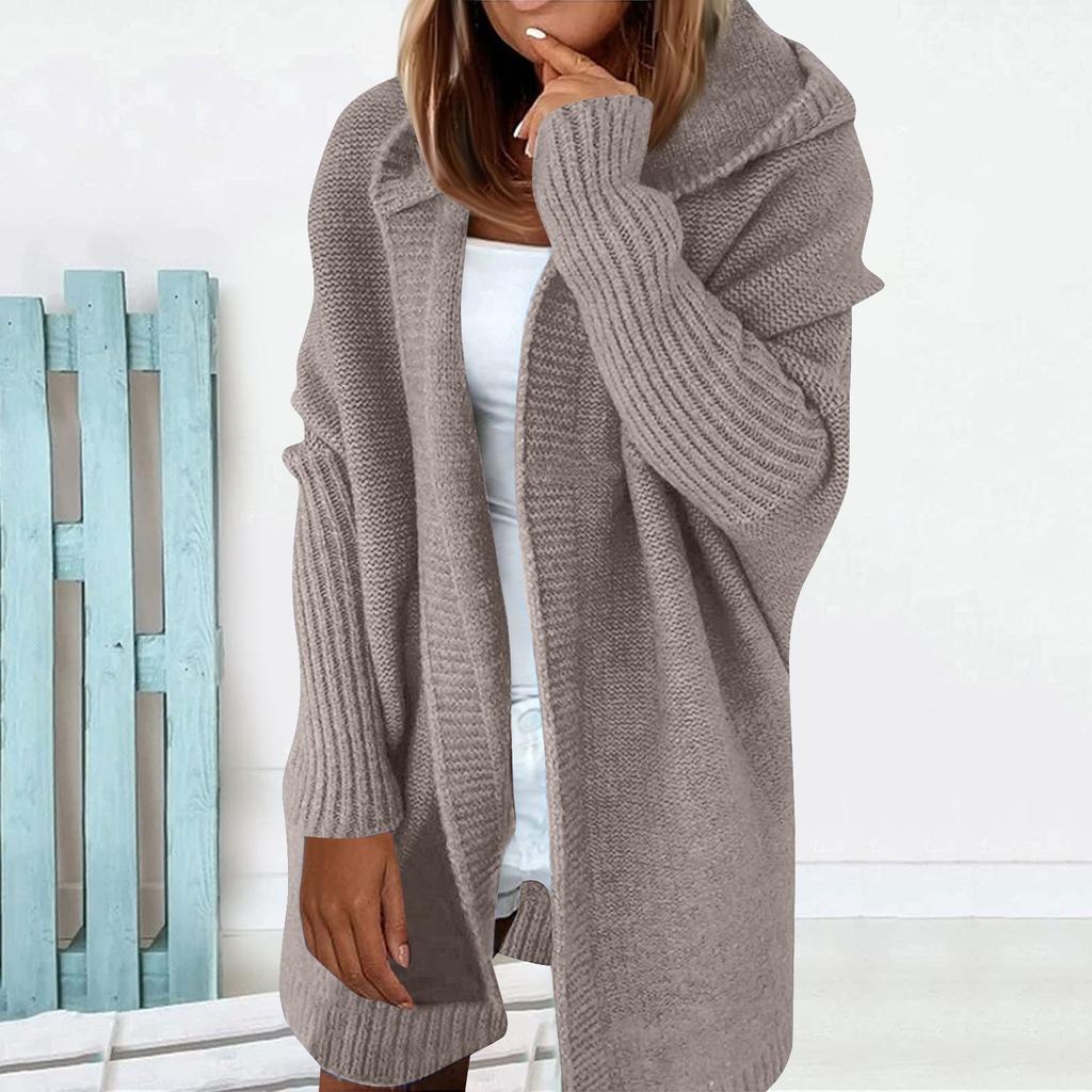 Frauen Mit Kapuze Strickjacke Lange Pullover Mantel Verdickt Winter Warm