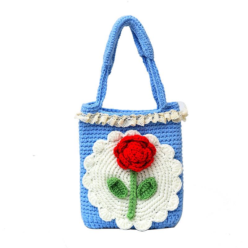 New Little Safflower Festive Knitted Handbag Mobile Phone Bag Commuter Storage Bag Chinese Crossbody Bag