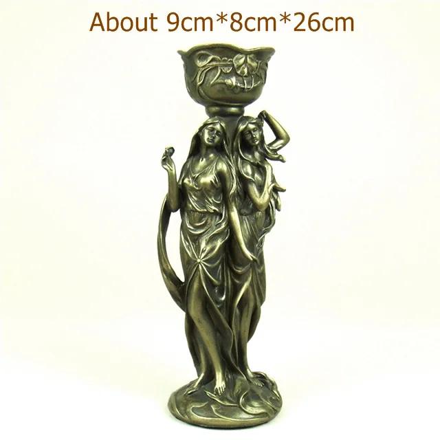 

Антикварный подсвечник в виде фигуры прекрасной девушки, декоративная статуэтка нимфы из смолы, подсвечник для чайной свечи, украшение, аксессуары для искусства и ремесел медный
