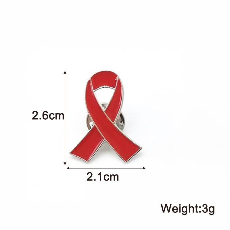 Heart-shaped Red Ribbon Logo AIDS Badge Brooch for Women Brooches Pin Badges Alloy Backpack Icons Girls Jewelry Gift