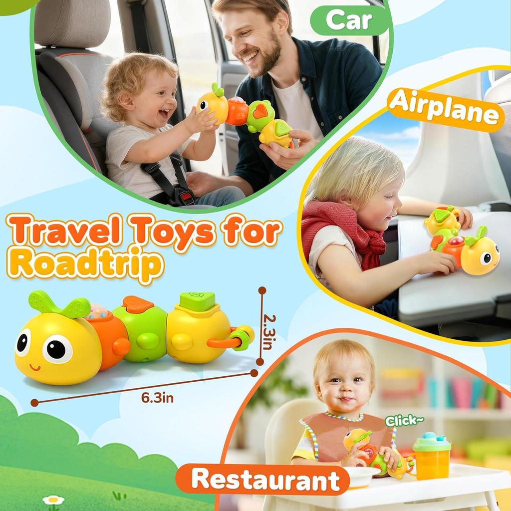 Montessori Sinnesspielzeug Raupe Activity Board für Kleinkind Flugzeug Reise Spielzeug Roadtrip Auto Aktivitäten Valentinstag Geschenk Ostern