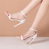Fashion Luxury Pearls Rhinestones Ankle Strap Women Sandals Fashion Summer Stiletto High heels Pumps Sandals Wedding Bridal Prom Shoes