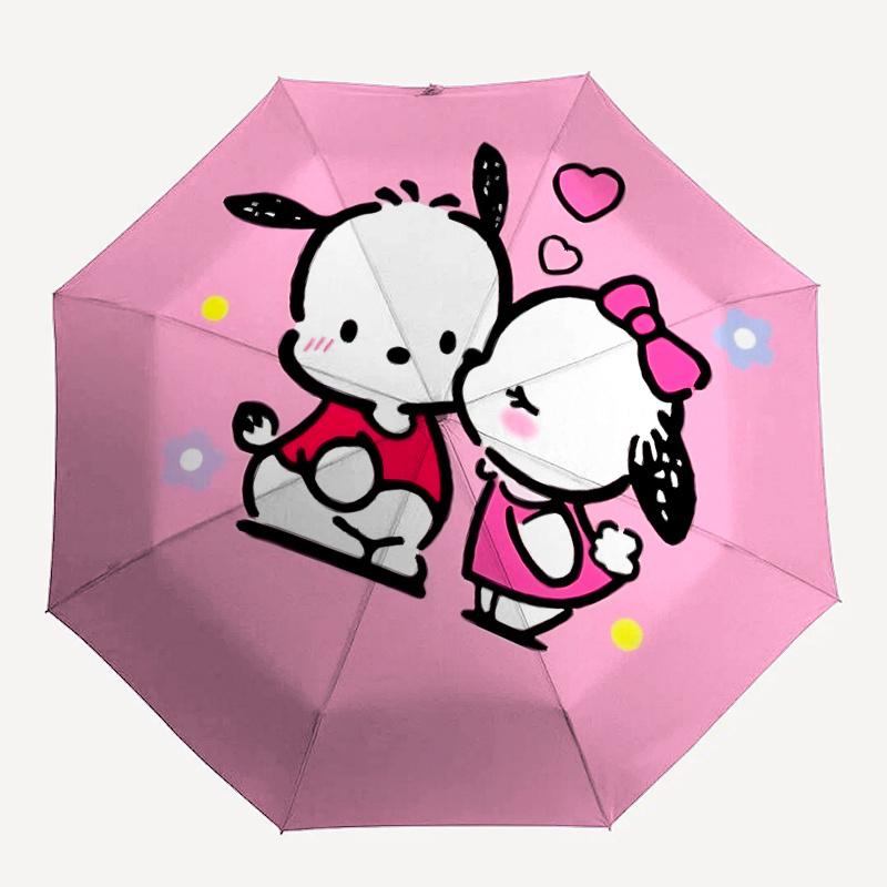Pacha Dog Automatic Open/Close Umbrella-Cute Umbrella with Cute Design, Portable 3-Fold Compact Umbrella for Men & Women, Halloween Christma