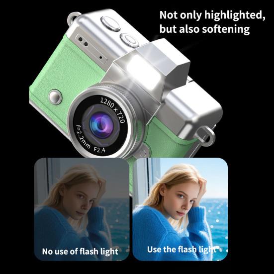 Thumb-Sized Flip Screen Mini Camera Tiny Retro Keychain Digital Camera with 1.47" LCD Screen Vintage